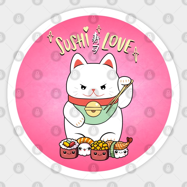 Lucky Cat loves Sushi Sticker by teresacold